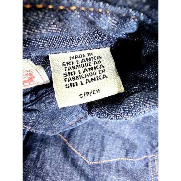 Levi's Classic Size Small Women Blue Pearl Snap Logo Tag Long Sleeve Denim Shirt - Picture 5 of 13